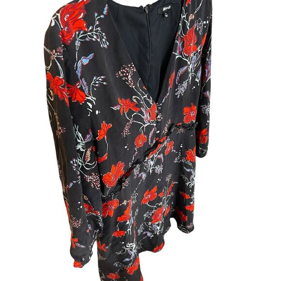 Women’s Madewell Silk Ruffle Waist Dress in Pattern Windblown Poppies - Picture 4 of 6